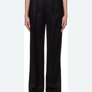 Anine Bing Black Satin Wide-Leg Trousers